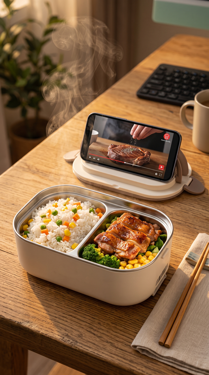 Lunch box beige in ufficio